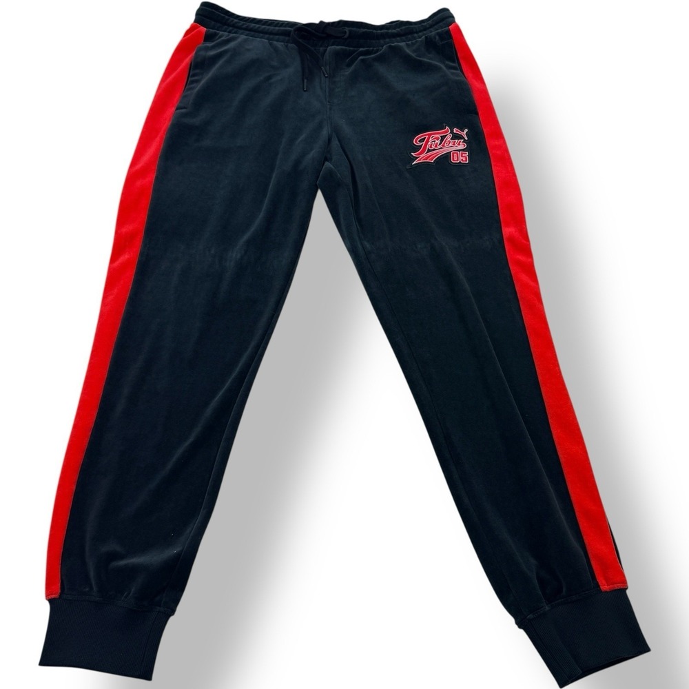 Puma x Fubu Black Red Stripe Suede Jogger Sweatpants Men's Size Large NWT